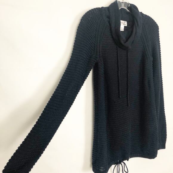 Collection L Long Line Cowl Neck Open Knit Blue Sweater Size 6 - Picture 6 of 11